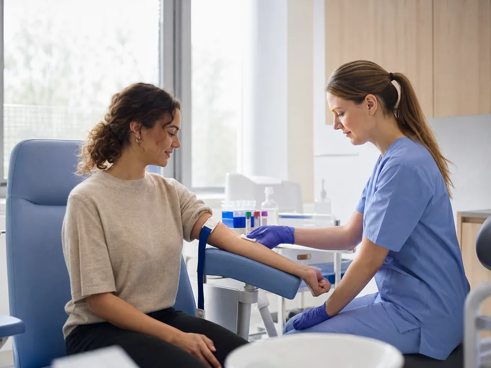 Patient receiving routine diagnostic care at a private clinic